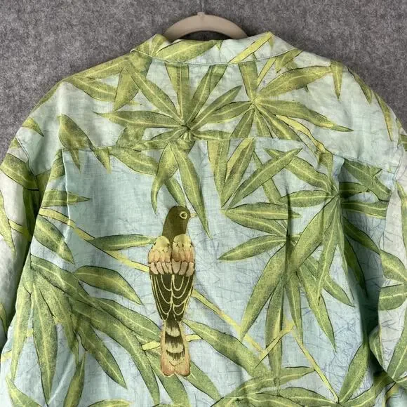 Tommy Bahama Linen Camp Shirt Mens XL Button Up Tropical Parrot Aloha Hawaiian - Picture 12 of 15